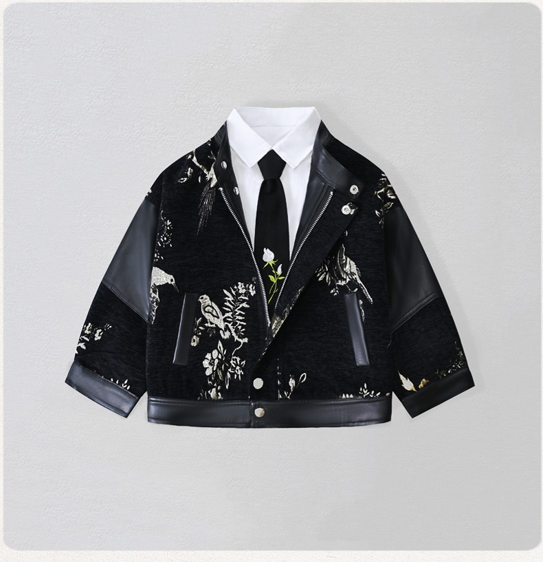 Photography Wedding - Chaqueta de cuero Pu con bordado