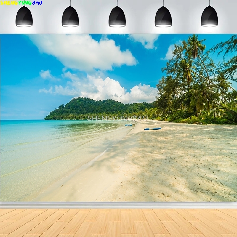 Hermoso paisaje de isla con pl - Photography Backdrop Muslin reseña y precio